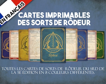 French Ranger DnD Spell Cards, Dungeons and Dragons Printable Spell Cards, Dungeon Master Accessories, Ranger Spells Instant Download