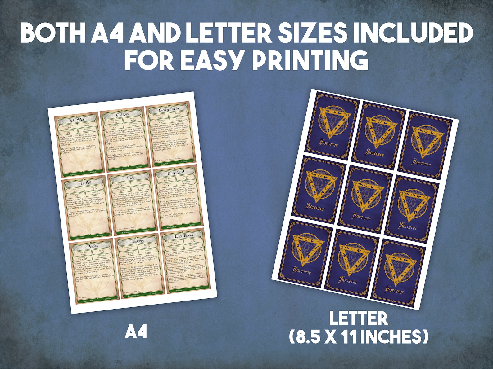 Sorcerer Dnd Spell Cards, Dungeons and Dragons Printable Spell Cards ...