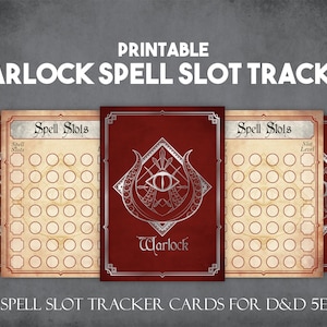 Cartões rastreadores de slots de feitiços DnD Warlock, download instantâneo e impressão de ferramentas de jogador de D&D, rastreadores de slots de feitiços de combate