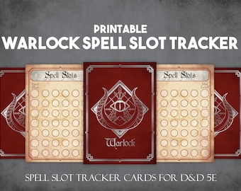 DnD Warlock Spell Slot Tracker Cards, Instant Download and Print D&D Player Tools, Combat Spell Slots Trackers