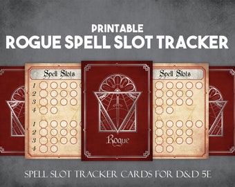 DnD Rogue Spell Slot Tracker Cards, Instant Download and Print D&D Player Tools, Arcane Trickster Spell Slots