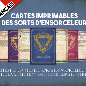 French Sorcerer DnD Spell Cards, Dungeons and Dragons Printable Spell Cards, Dungeon Master Accessories, Sorcerer Cards Instant Download