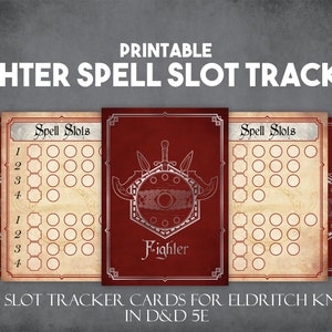 Cartões do perseguidor do entalhe do período do lutador d | Eldritch Knight Download instantâneo e impressão de ferramentas do player de D&D | Rastreador de slot de feitiço para impressão