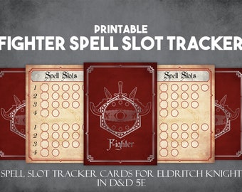 DnD Fighter Spell Slot Tracker Cards | Eldritch Knight Instant Download and Print D&D Player Tools | Printable Spell Slot Tracker