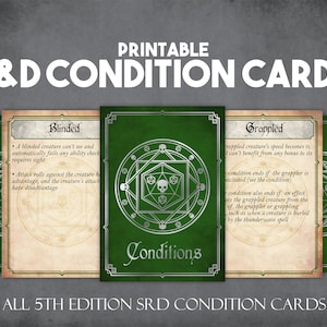 DnD 5e Conditie Kaarten | Afdrukbare conditiekaarten | Instant Download DM Tools | Dungeons and Dragons 5e | D&D Print and Play Tools