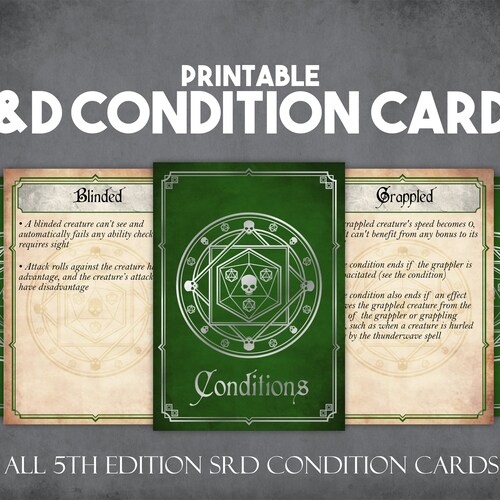 Dnd 5e Condition Cards Printable Condition Cards Instant - Etsy Australia