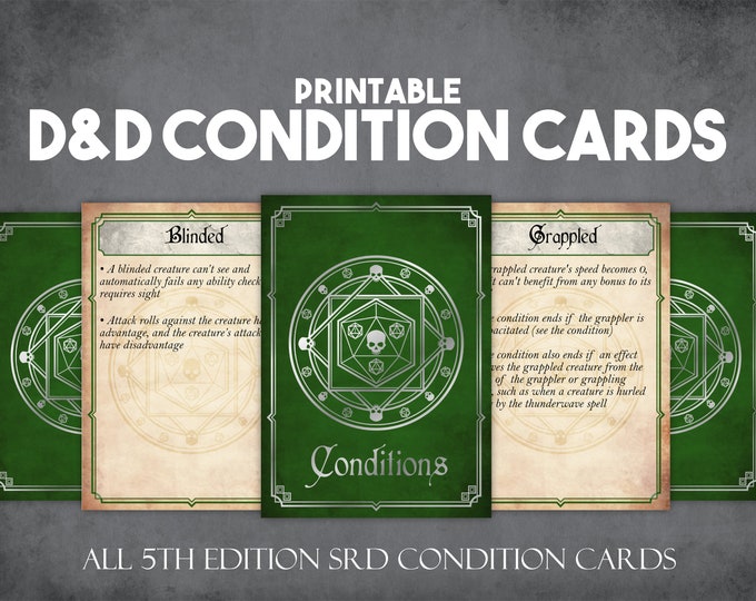 Dnd 5e Condition Cards | Printable Condition Cards | Instant Download ...