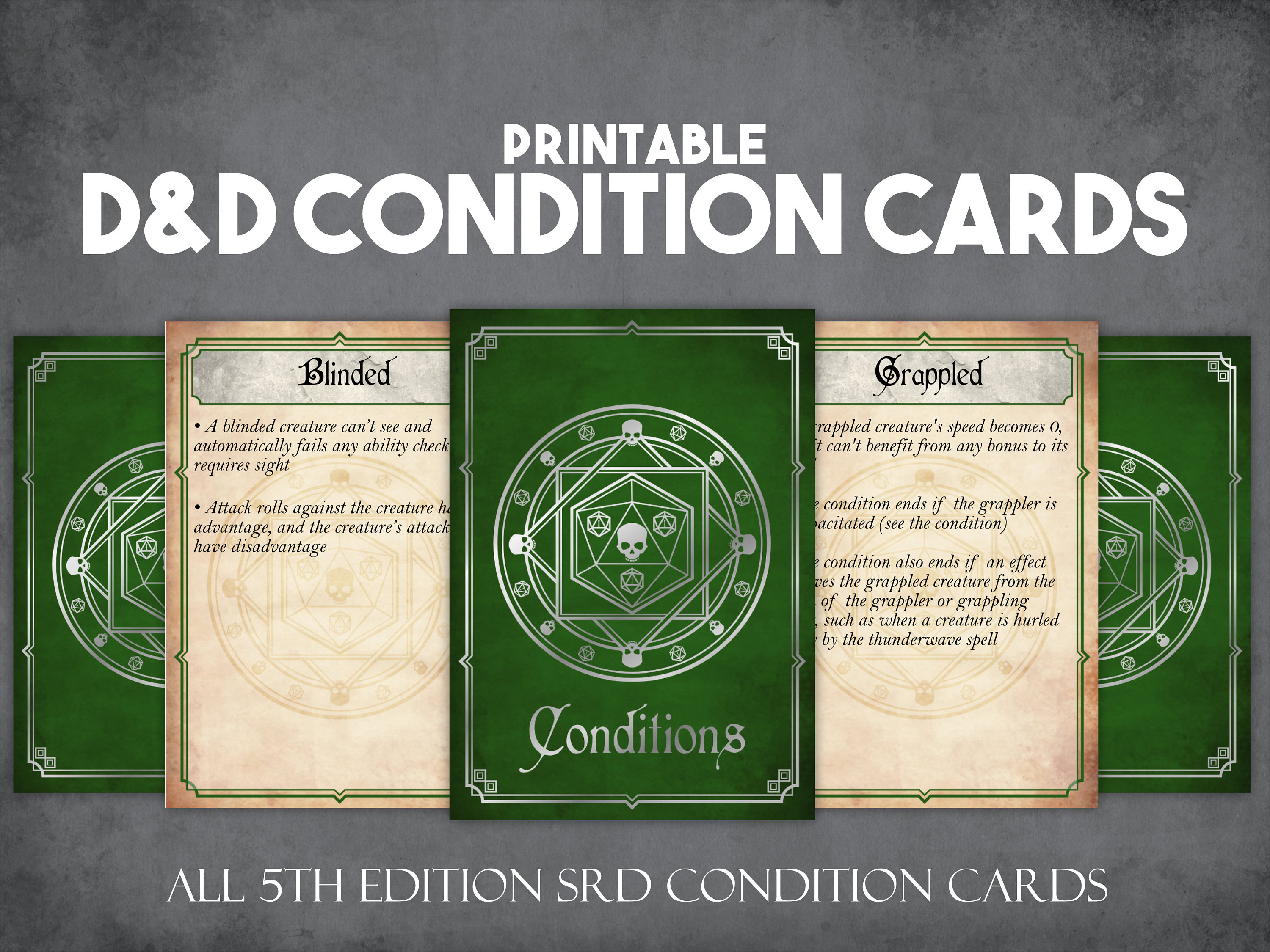Dnd 5e Condition Cards Printable Condition Cards Instant Etsy Australia