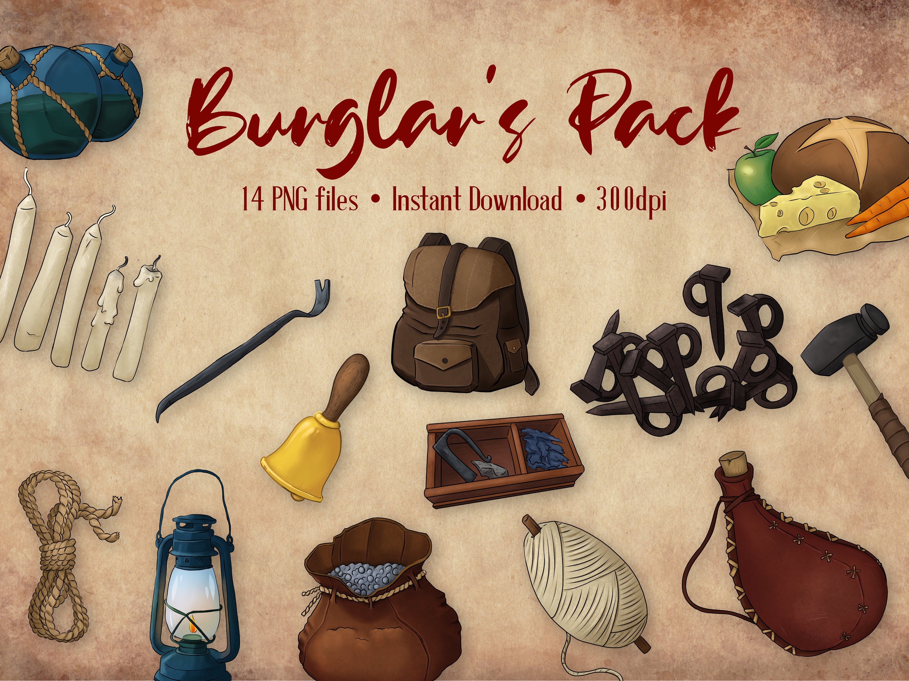 Dnd Burglar's Pack Clipart Set D&D Instant Download Art Etsy Singapore