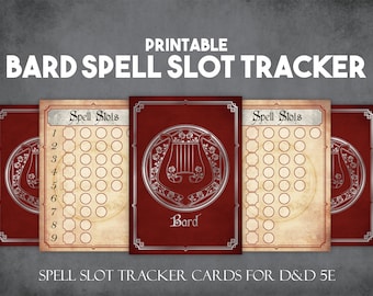 DnD Bard Spell Slot Tracker Cards | Instant Download and Print D&D Player Tools | Printable Spell Slot Tracker Props for Players