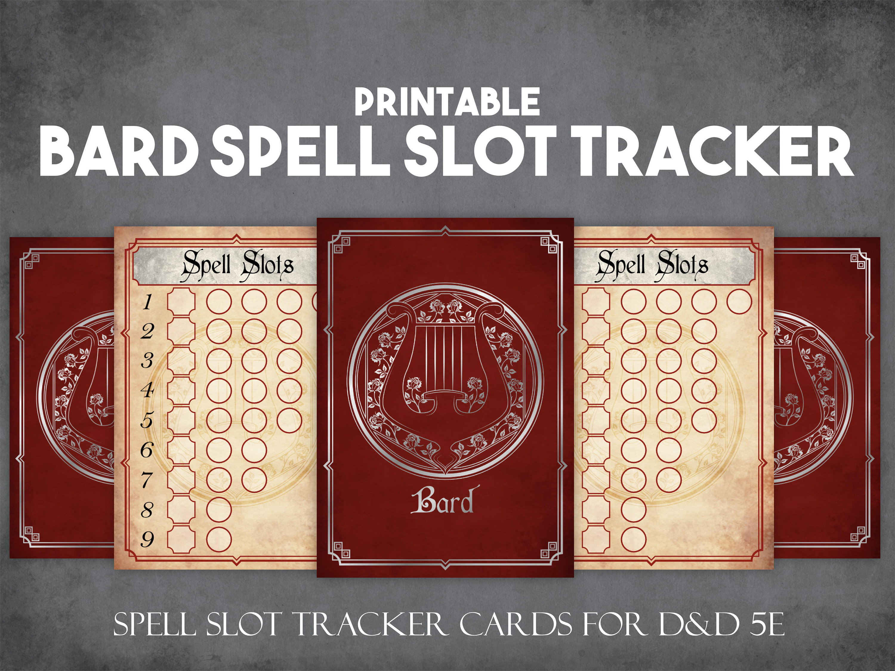 Dnd Bard Spell Slot Tracker Cards Instant Download and Print Etsy Israel