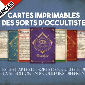 フランスのウォーロック DnD スペル カード、ダンジョンズ アンド ドラゴンズの印刷可能なスペル カード、ダンジョン マスター アクセサリ、オカルティスト