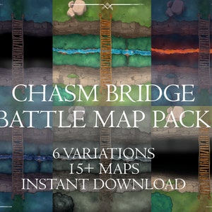 Chasm Bridge Digital Map Pack für Dungeons and Dragons und Table Top Gaming, Forest Battlemaps mit 6 Variationen, Quadrat und Hex Grids