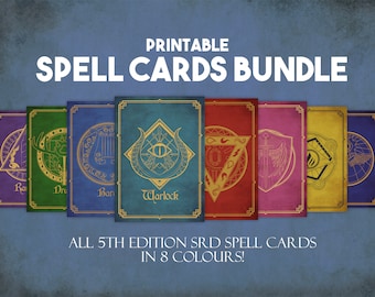Printable DnD Spell Cards Bundle | Instant Download Dungeons and Dragons Spell Cards | Tabletop Role Playing Game Player Tools