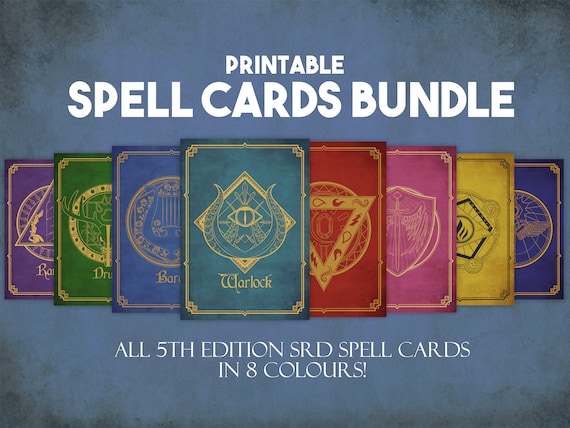 Printable Dnd Spell Cards Bundle Instant Download Dungeons - Etsy