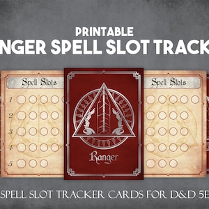 Cartões rastreadores de slot de feitiço DnD Ranger, download instantâneo e impressão de ferramentas de jogador de D&D, acessórios de rastreador de slot de feitiço imprimíveis para jogadores