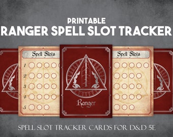 DnD Ranger Spell Slot Tracker Cards, Instant Download and Print D&D Player Tools, Printable Spell Slot Tracker Props for Players