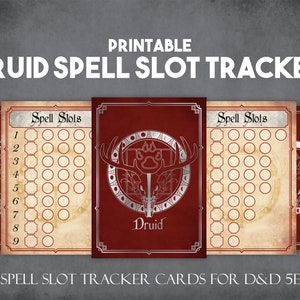 Cartões do perseguidor do entalhe do período do Druid DnD | Download instantâneo e impressão de ferramentas do D&D Player | Acessórios de rastreador de feitiço para impressão para jogadores