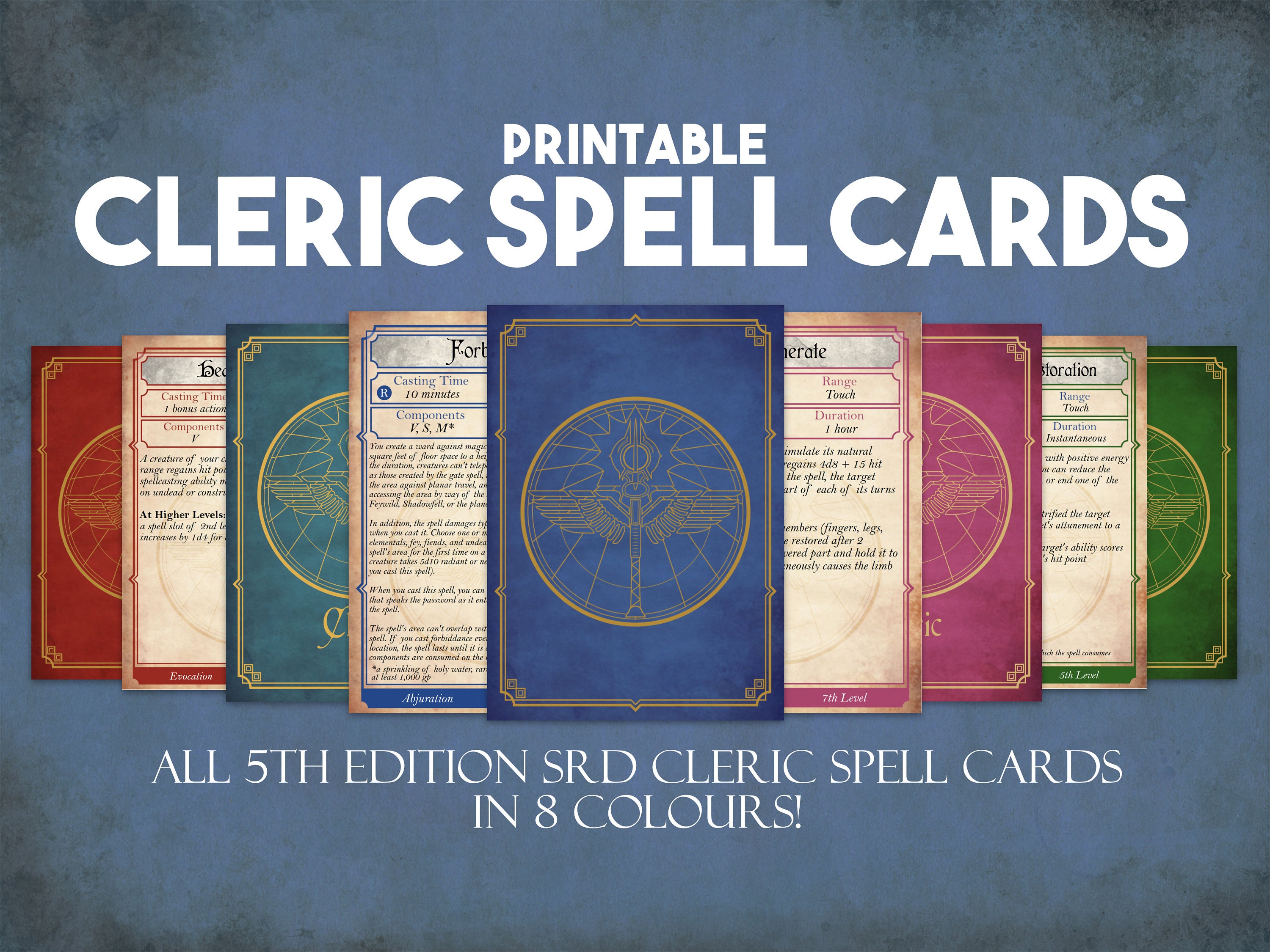 Cleric Dnd Spell Cards, Dungeons and Dragons Printable Spell Cards