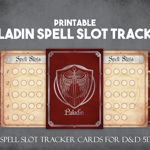 Carte tracciatore slot incantesimo DnD Paladin, download istantaneo e stampa strumenti giocatore D&D, puntelli tracciatore slot incantesimo stampabile per i giocatori