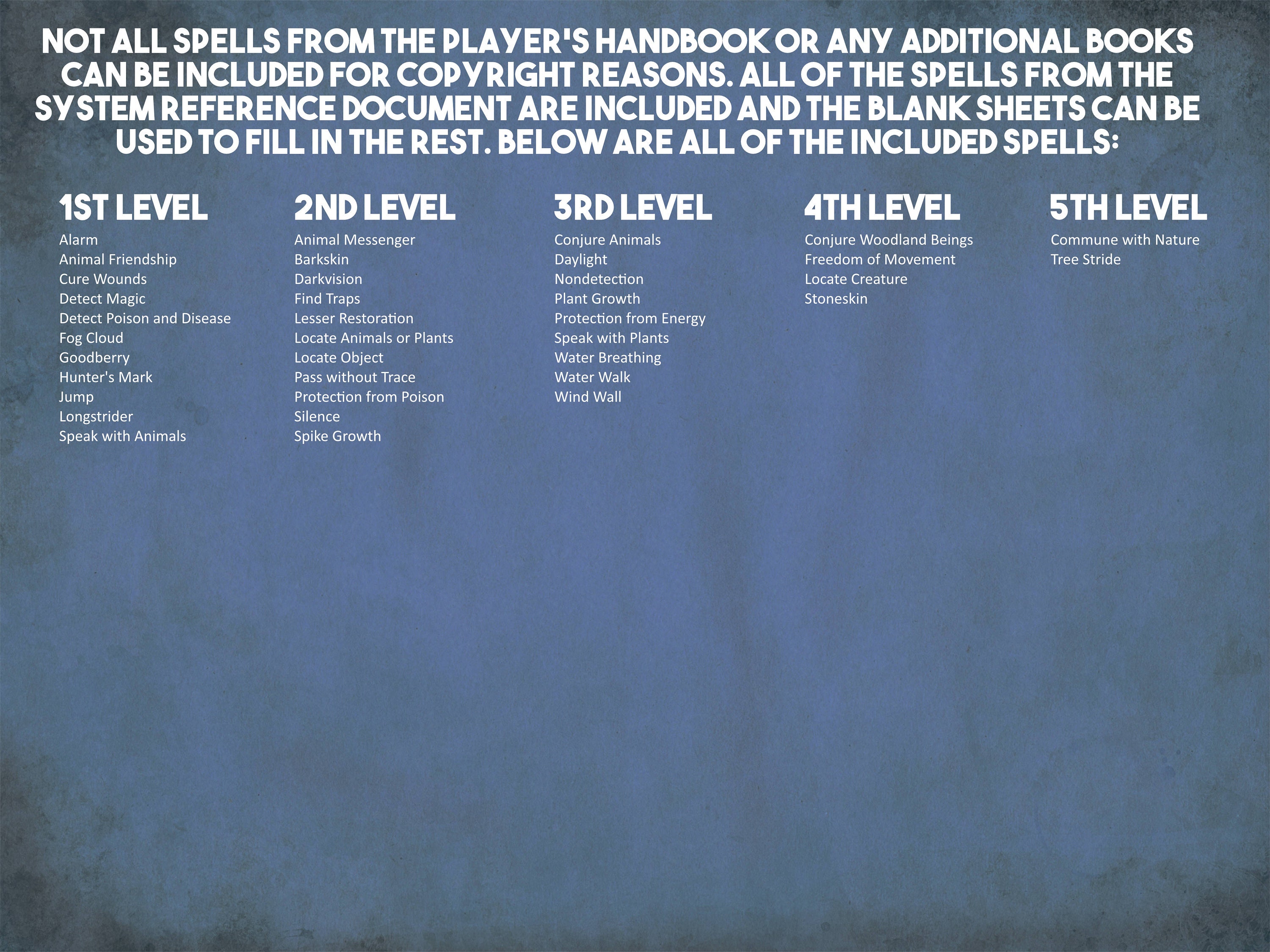 All Ranger Spells Ranger Dnd Spell Cards, Dungeons and Dragons Printable Spell Cards ...