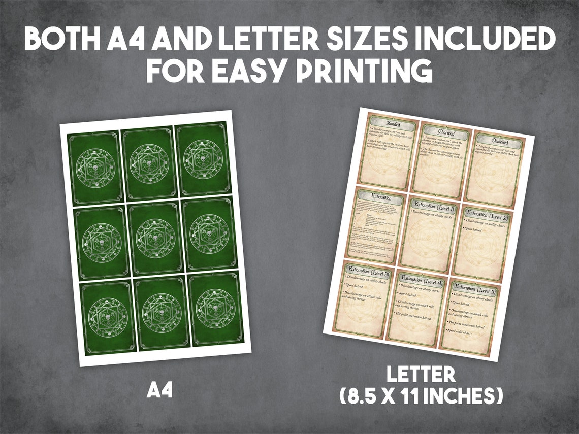 Dnd 5e Condition Cards Printable Condition Cards Instant - Etsy Canada