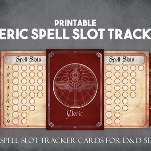 Cartões do rastreador do entalhe do período do clérigo de DnD | Download instantâneo e impressão de ferramentas do D&D Player | Acessórios de rastreador de feitiço para impressão para jogadores