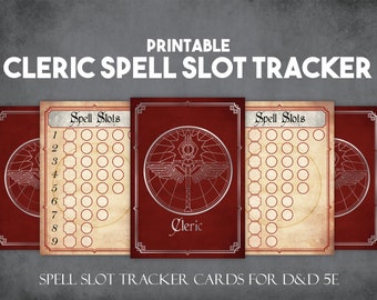 DnD Cleric Spell Slot Tracker Cards | Instant Download and Print D&D Player Tools | Printable Spell Slot Tracker Props for Players