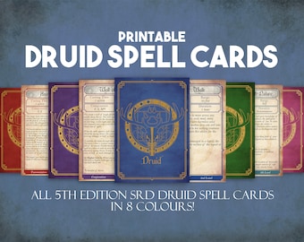 Druid DnD Spell Cards, Dungeons and Dragons Printable Spell Cards, Dungeon Master Accessories, 113 Druid Spell Cards Instant Download