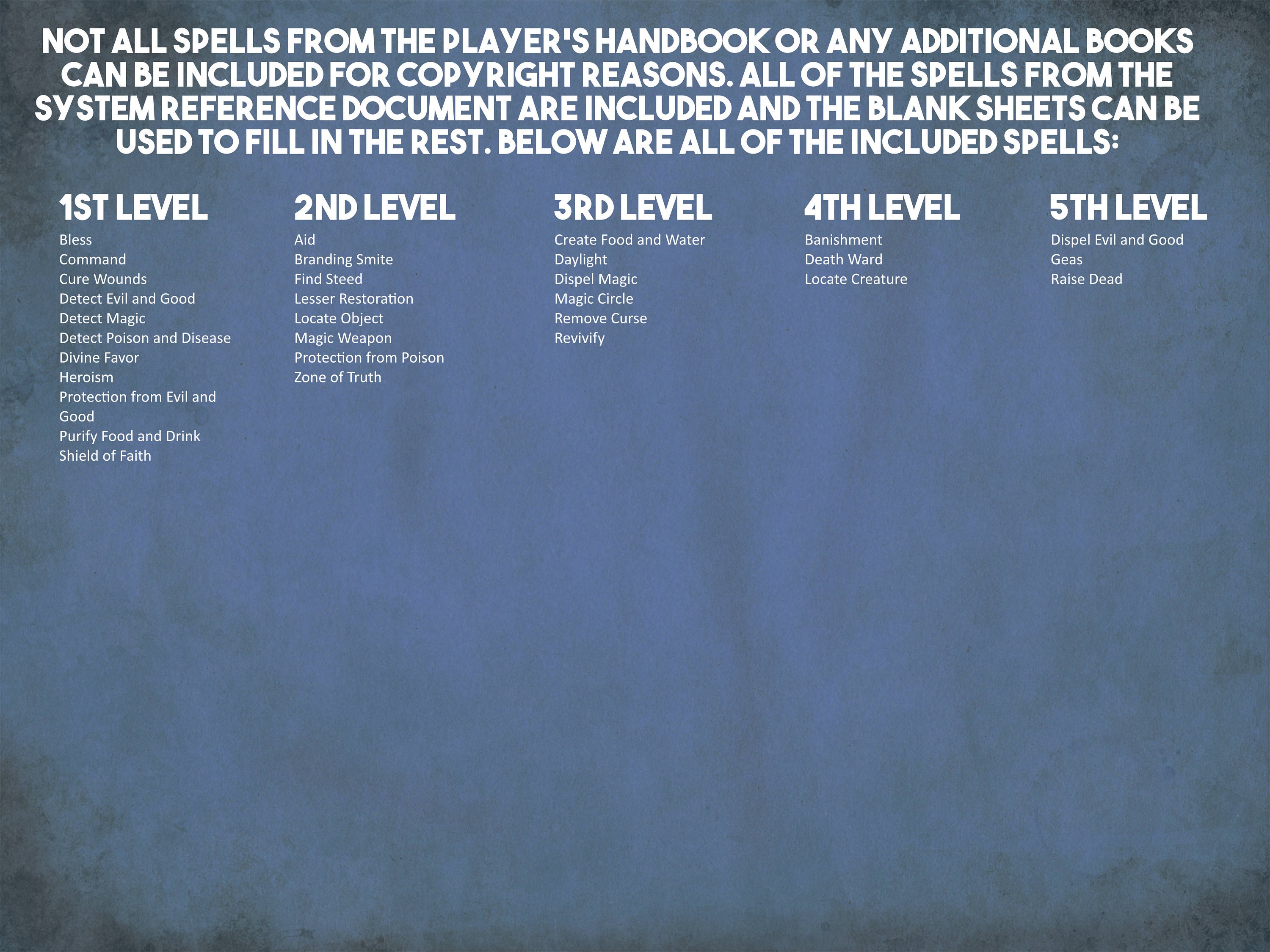 Paladin Dnd Spell Cards Dungeons and Dragons Printable Spell - Etsy
