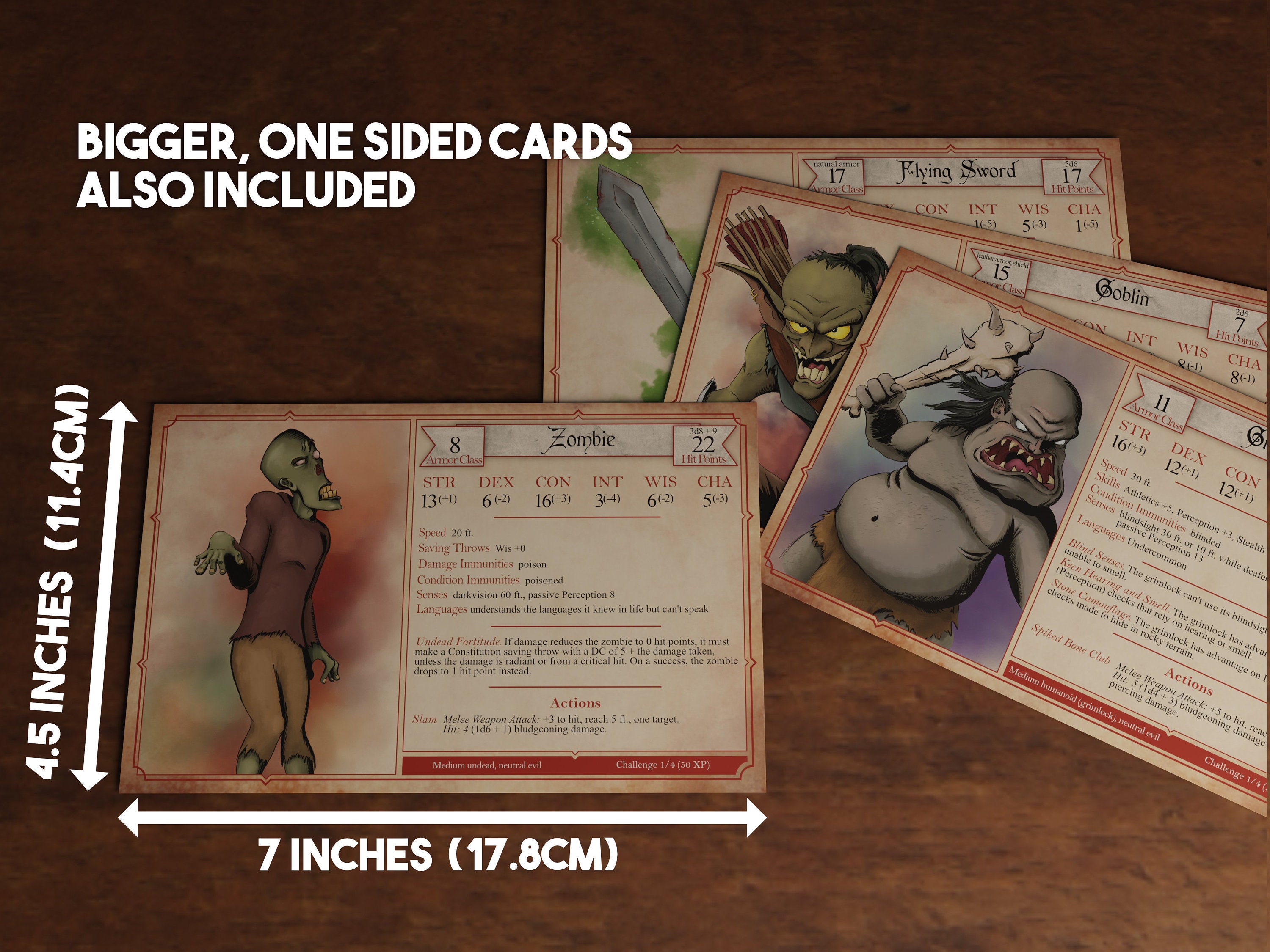 Dnd Monster Cards, Printable Dungeons and Dragons 1/4 Challenge Rating ...