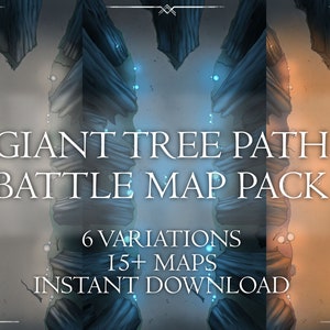 Giant Tree Path Digitale Karte für Dungeons and Dragons und Table Top Gaming, Forest Battlemaps mit 6 Variationen, Quadrat und Hex Grids