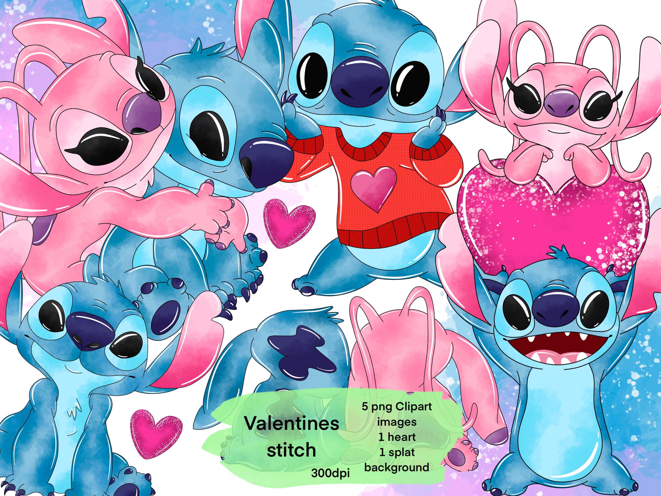 Watercolor Stitch Angel Stitch Blue Alien Clipart - Etsy