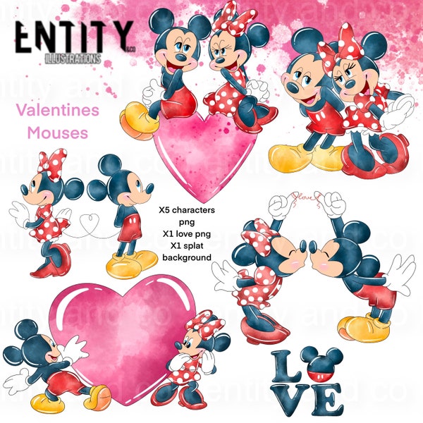 Watercolor Mickey and Minnie Clipart - Etsy