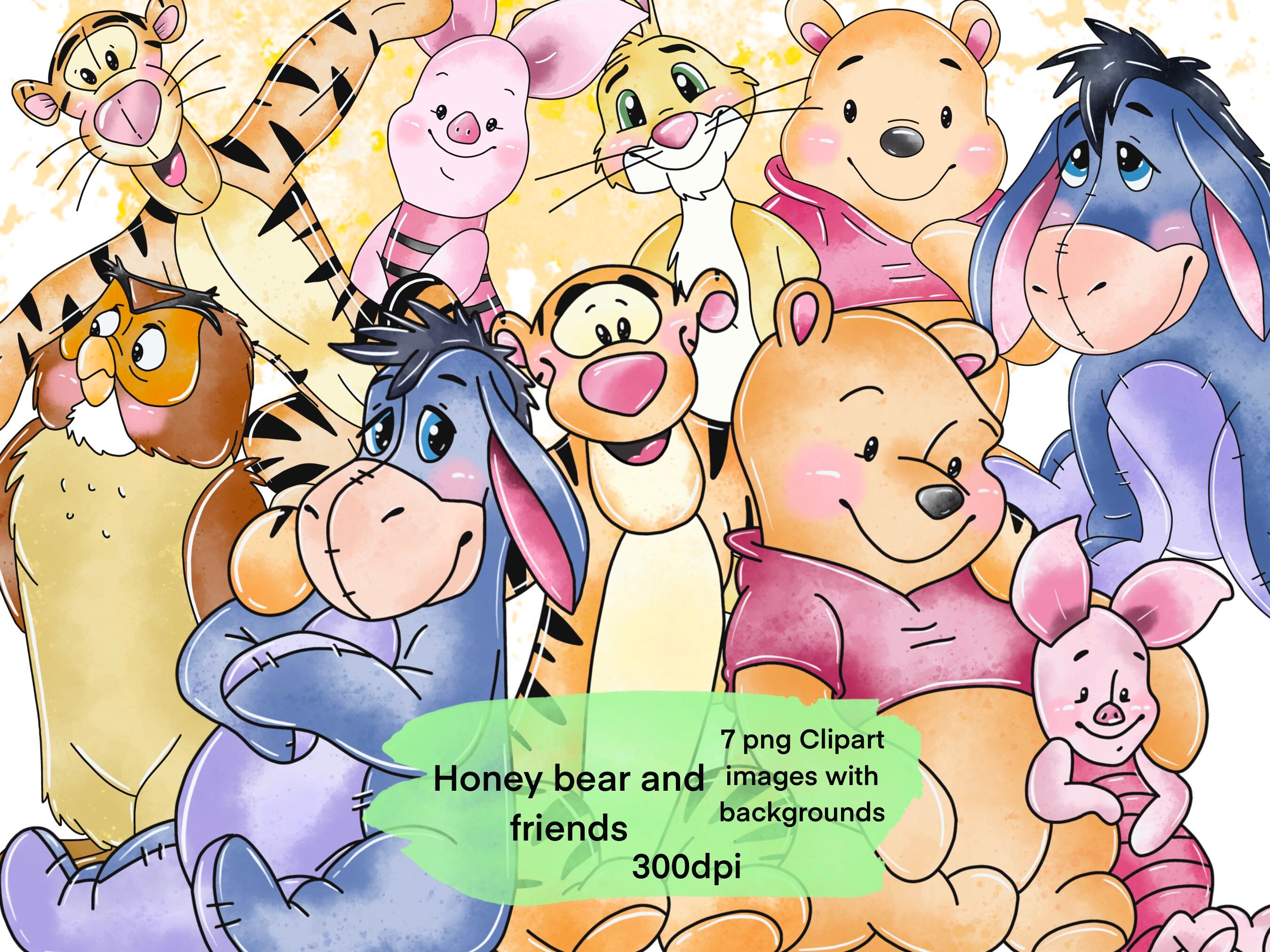 Animal Watercolour Honey Bear and Friends Winnie Bear and - Etsy Animal Watercolour Honey Bear and Friends Winnie Bear and - Etsy