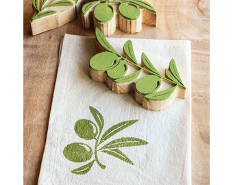 Sello de madera con impresión de aceitunas, 3 piezas