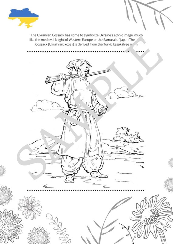 Ukrainian Cossack coloring Page | Etsy