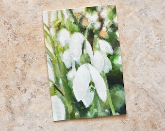 Schneeglöckchen Gouache Gemälde Original | Botanische Blumenmalerei 13x18 cm | Frühling Wandkunst | Handgemalt auf Papier