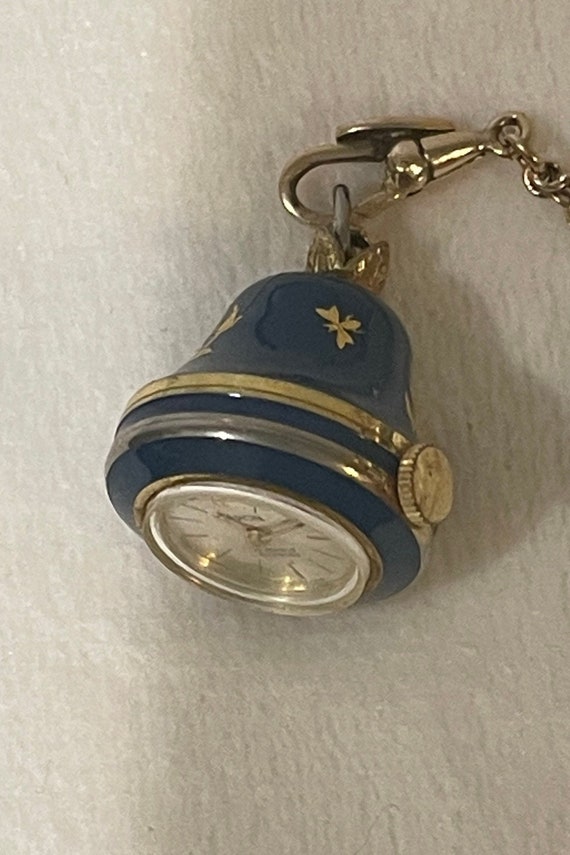 Vintage Enamel golden bees and roses Bell watch by Caron 17j Swiss