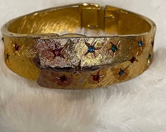 Orologio da polso vintage con pietre preziose dorate