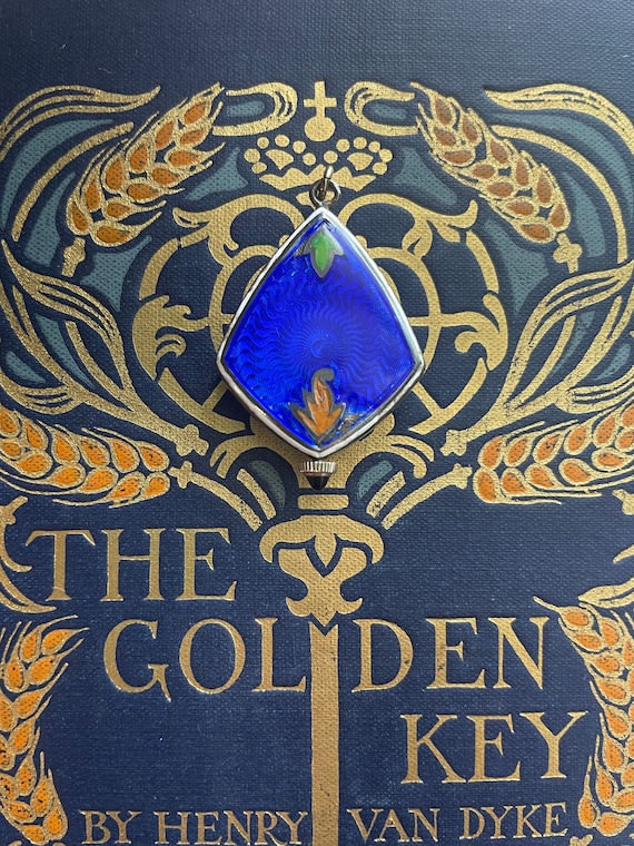 ArtDeco kite shaped guilloche enamel sterling silver pendant watch