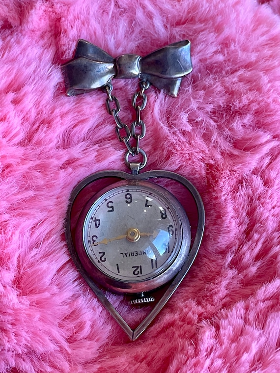 1930s Heart shaped nurse lapel watch