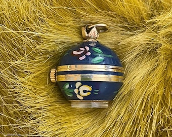 Beautiful Floral Enamel Ball Pendant Watch