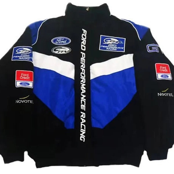 Premium Retro Racing Winter Jacket: Vintage Look for Motorsports Fans and Speed Lovers - Fully Embroidered - Unisex Gift