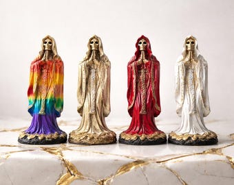 Standbeeld van Santa Muerte, 18 cm vast, genezen en gezegend - 4 kleuren