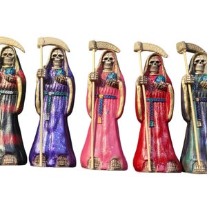 Santa Muerte Statue Figure 6" 14.6cm Resin Specialty Holy Death Blessed Fixed Curado Mexico Authentico.