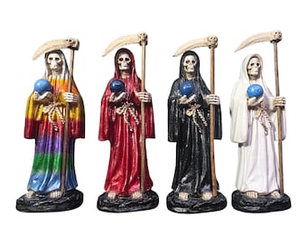 Standbeeld Santa Muerte Estatua 4,5" harsspecialiteit Holy Death Blessed Fixed Curado Mexico Authentico.