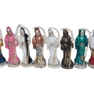 5" 12cm Fixed Estatua de Santa Muerte Holy Death Hand Made Bendecida Cured Curada Blessed Statue 8 Colors Santisima Muerte