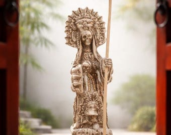 Santa Muerte Azteca Hueso Bone Color Statue Estatuita Figure Holy Death Blessed Mexico Authentico. Highly Detailed