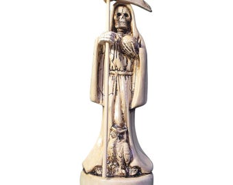 Santa Muerte 6.25" Bone Hueso Color Santisima Muerte Statue Estatua Seeded Cured Blessed Fixed Made in Mexico